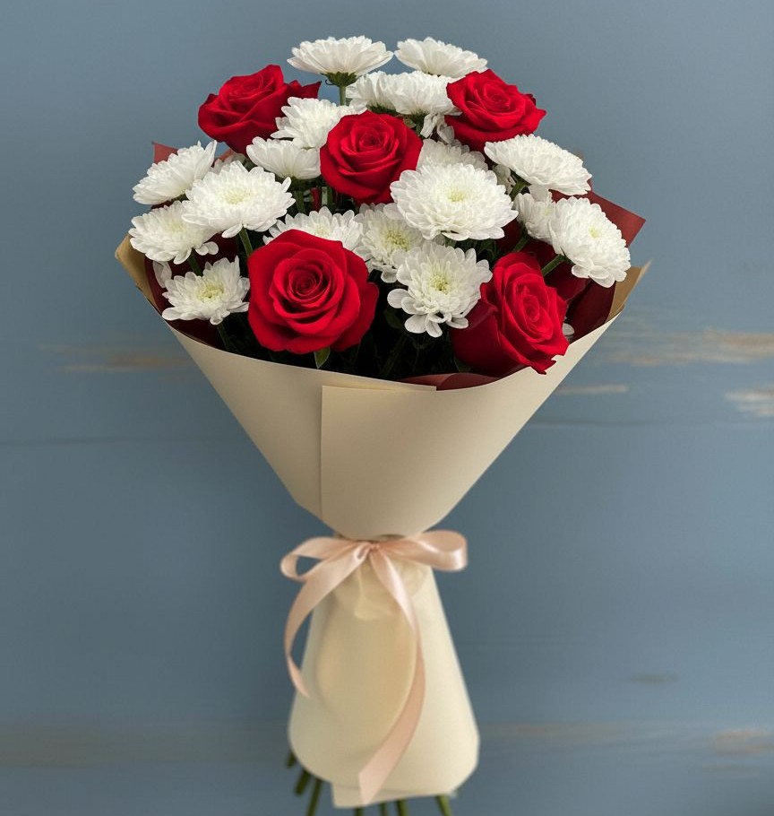 Букет цветов из: Розы и Хризантемы в Верхнем Карачане