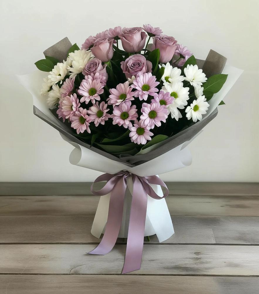 Букет цветов из: Хризантемы и Розы в Верхнем Карачане