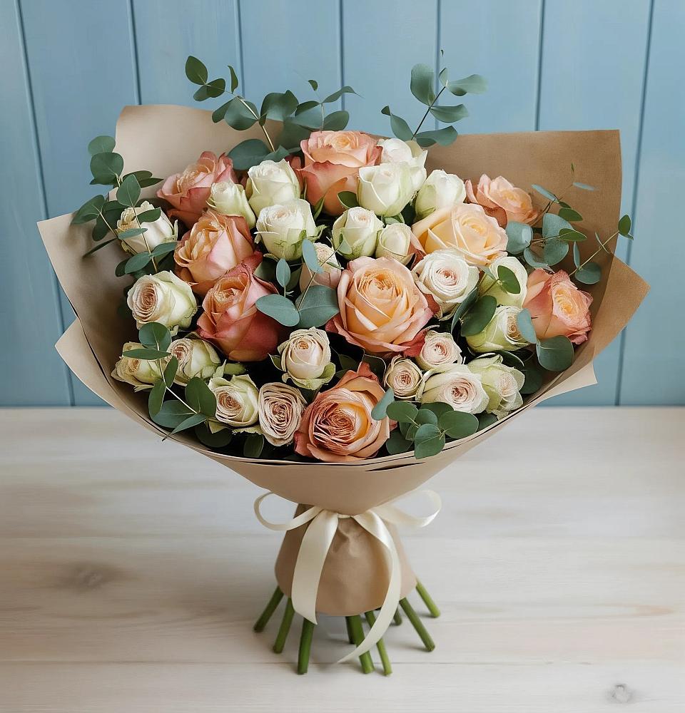 Букет цветов из: Альстромерии и Розы в Верхнем Карачане