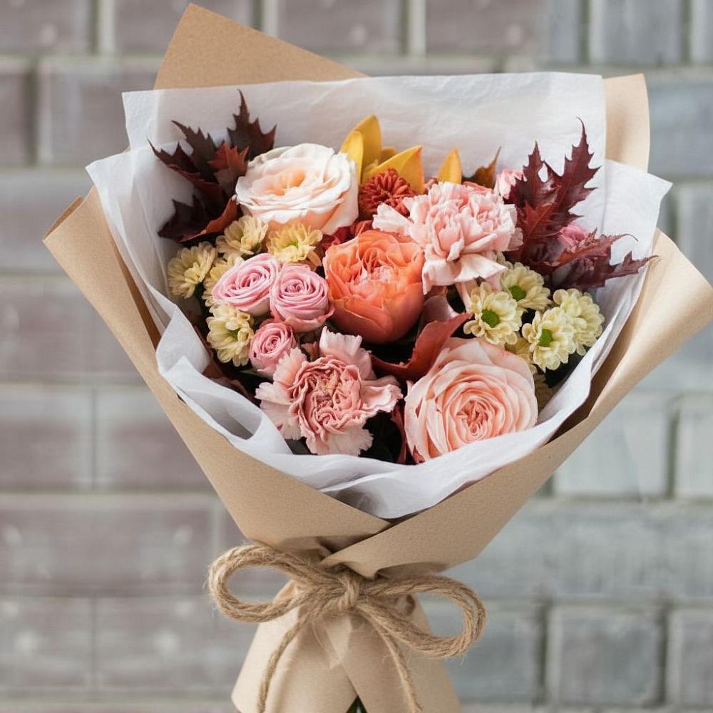 Букет цветов из: Гвоздики, Хризантемы и Розы в Верхнем Карачане