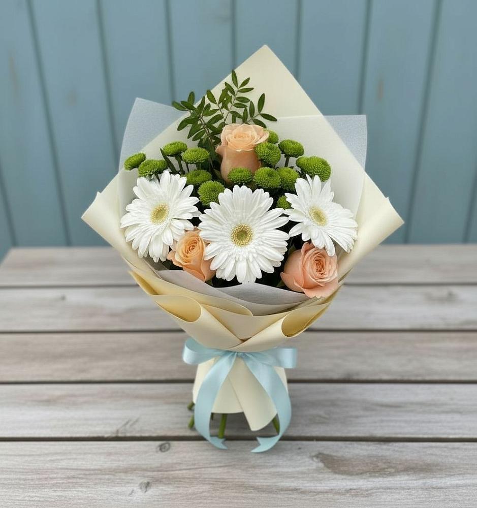Букет цветов из: Герберы, Розы и Хризантемы в Верхнем Карачане
