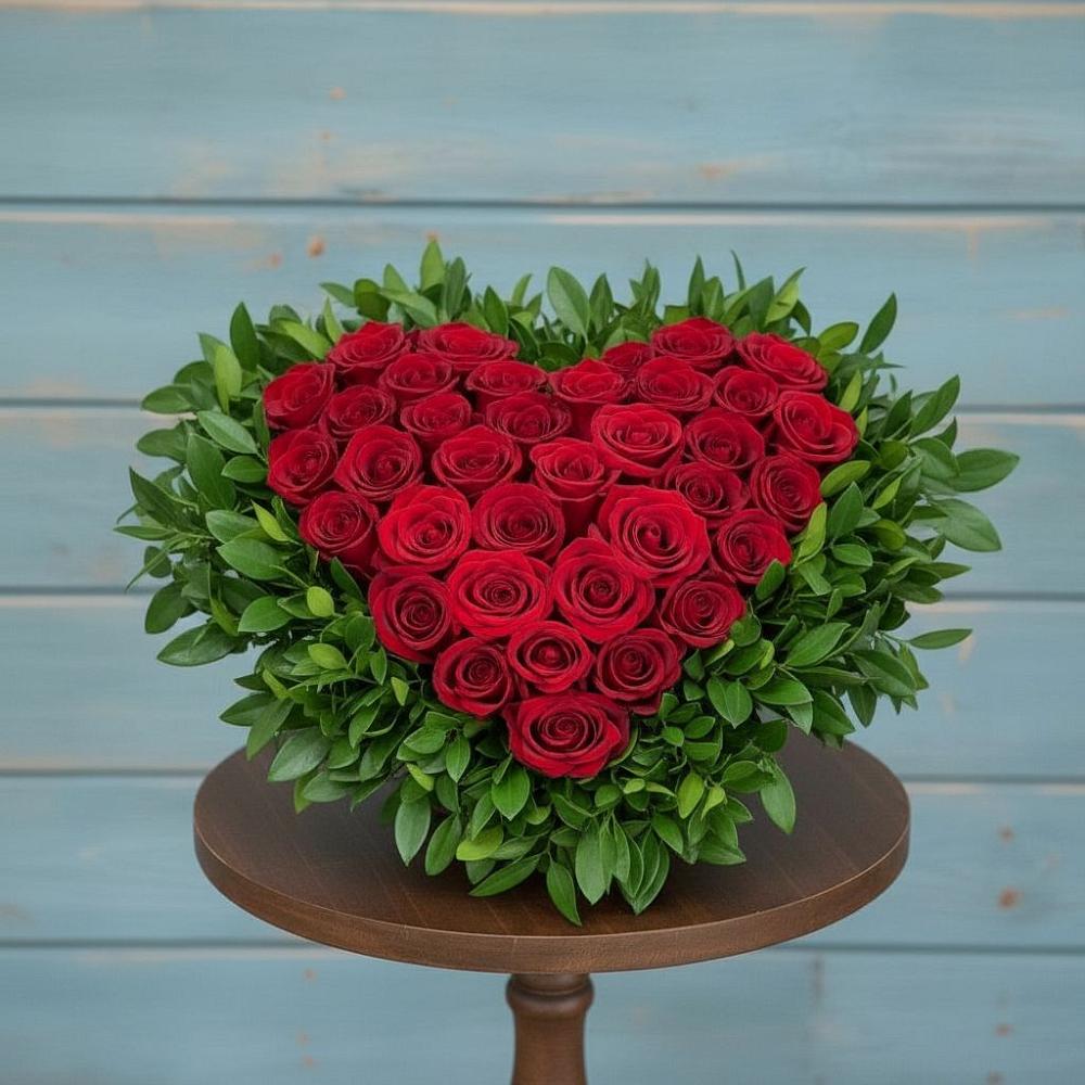 Цветочная композиция из Розы в виде сердца в Верхнем Карачане