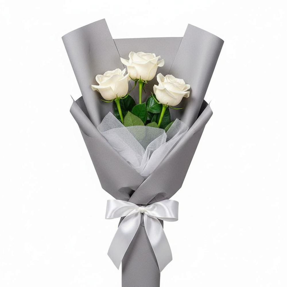 Букет 3 белые розы в Верхнем Карачане