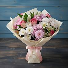 Букет цветов из:  Хризантемы, Альстромерии и Розы в Верхнем Карачане