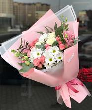 Букет цветов из:  Розы, Лизиантусы и Хризантемы в Верхнем Карачане