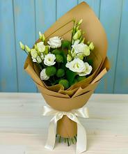 Букет цветов из:  Хризантемы и Лизиантусы #REPLACE_PRED# Верхнем Карачане