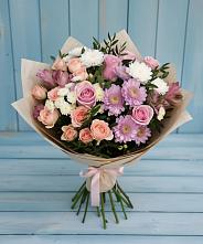 Букет цветов из:  Хризантемы, Розы и Альстромерии в Верхнем Карачане