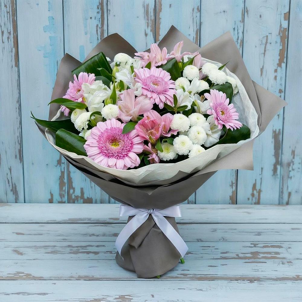 Букет цветов из: Герберы, Альстромерии и Хризантемы в Верхнем Карачане