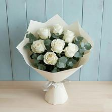 Букет Белые розы в Эвкалипте #REPLACE_PRED# Верхнем Карачане