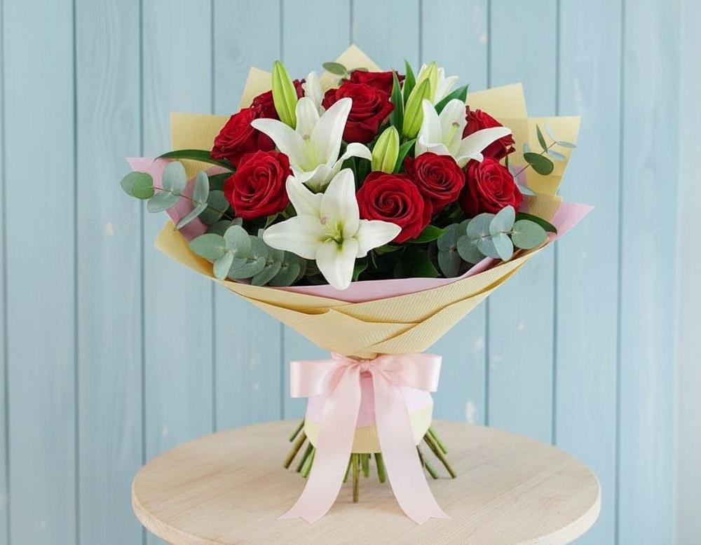 Букет цветов из: Лилии и Розы в Верхнем Карачане